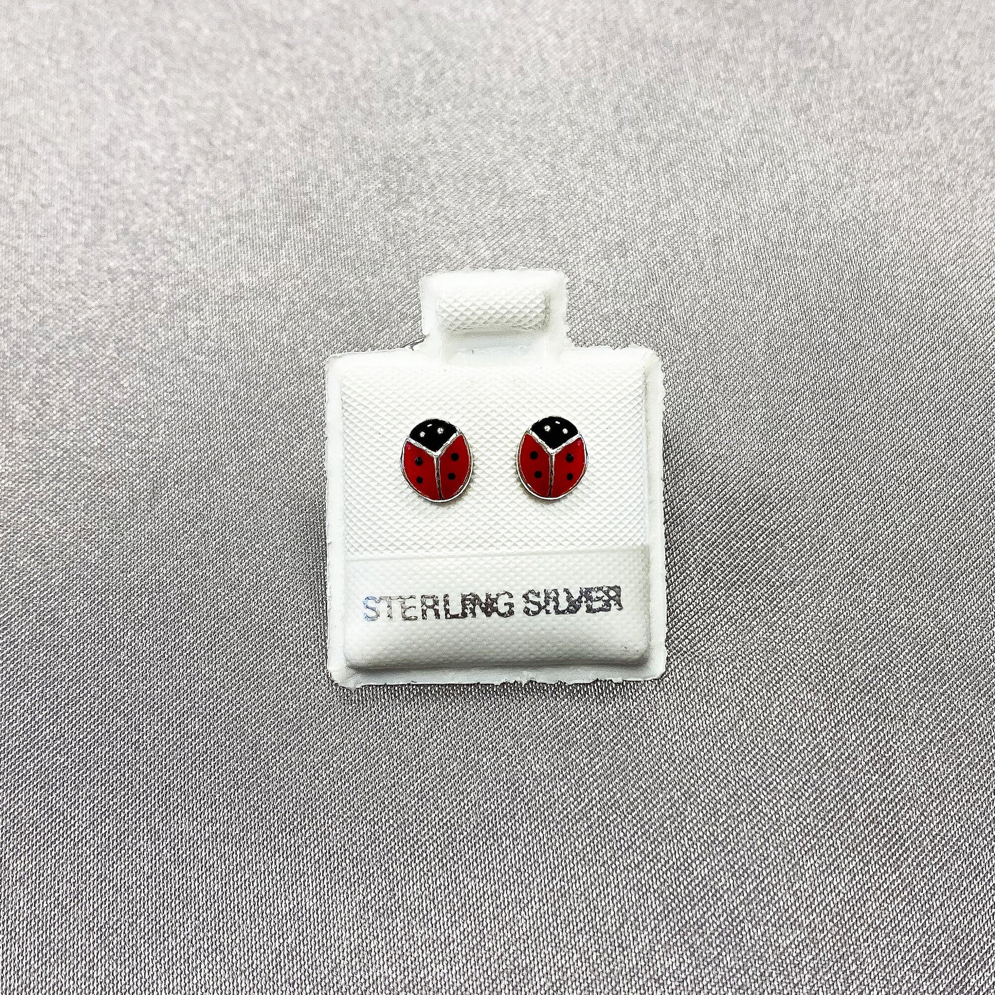 925 Sterling Silver Red Ladybug Post Back Stud Earrings - Gem Avenue