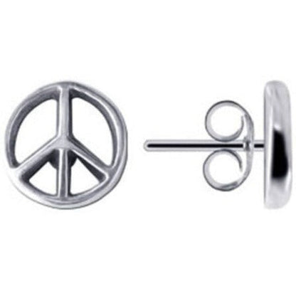 925 Sterling Silver Peace Sign Post Back Stud Earrings - Gem Avenue