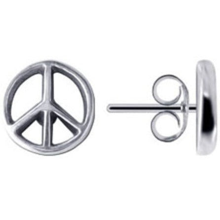 925 Sterling Silver Peace Sign Post Back Stud Earrings - Gem Avenue