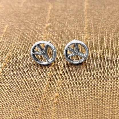 925 Sterling Silver Peace Sign Post Back Stud Earrings - Gem Avenue
