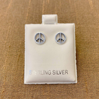 925 Sterling Silver Peace Sign Post Back Stud Earrings - Gem Avenue