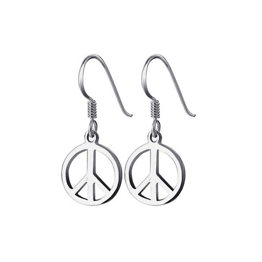925 Sterling Silver 10mm Peace Sign French Hook Dangle Earrings for Women - Gem Avenue