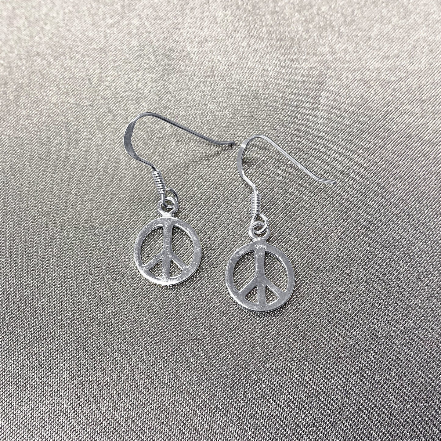 925 Sterling Silver 10mm Peace Sign French Hook Dangle Earrings for Women - Gem Avenue