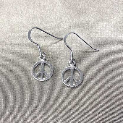 925 Sterling Silver 10mm Peace Sign French Hook Dangle Earrings for Women - Gem Avenue