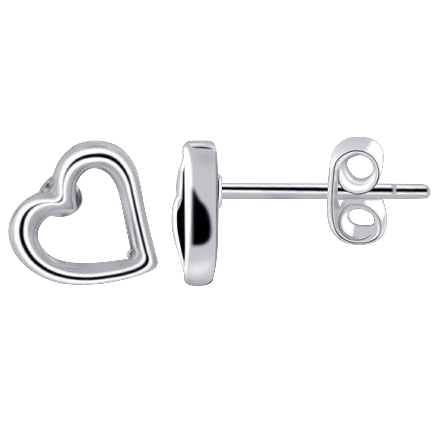 925 Sterling Silver Open Heart Post Back Stud Earrings Love - Gem Avenue