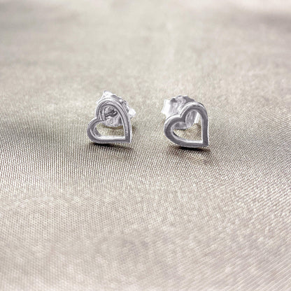925 Sterling Silver Open Heart Post Back Stud Earrings Love - Gem Avenue