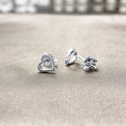 925 Sterling Silver Open Heart Post Back Stud Earrings Love - Gem Avenue