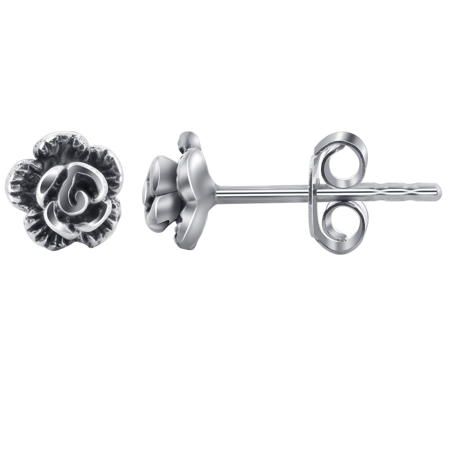 925 Sterling Silver Rose Polished Finish Post Back Stud Earrings - Gem Avenue