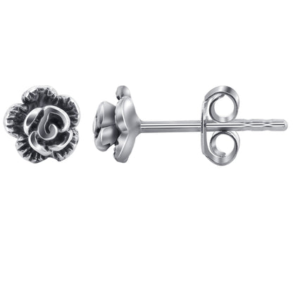 925 Sterling Silver Rose Polished Finish Post Back Stud Earrings - Gem Avenue