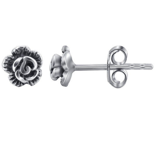 925 Sterling Silver Rose Polished Finish Post Back Stud Earrings - Gem Avenue