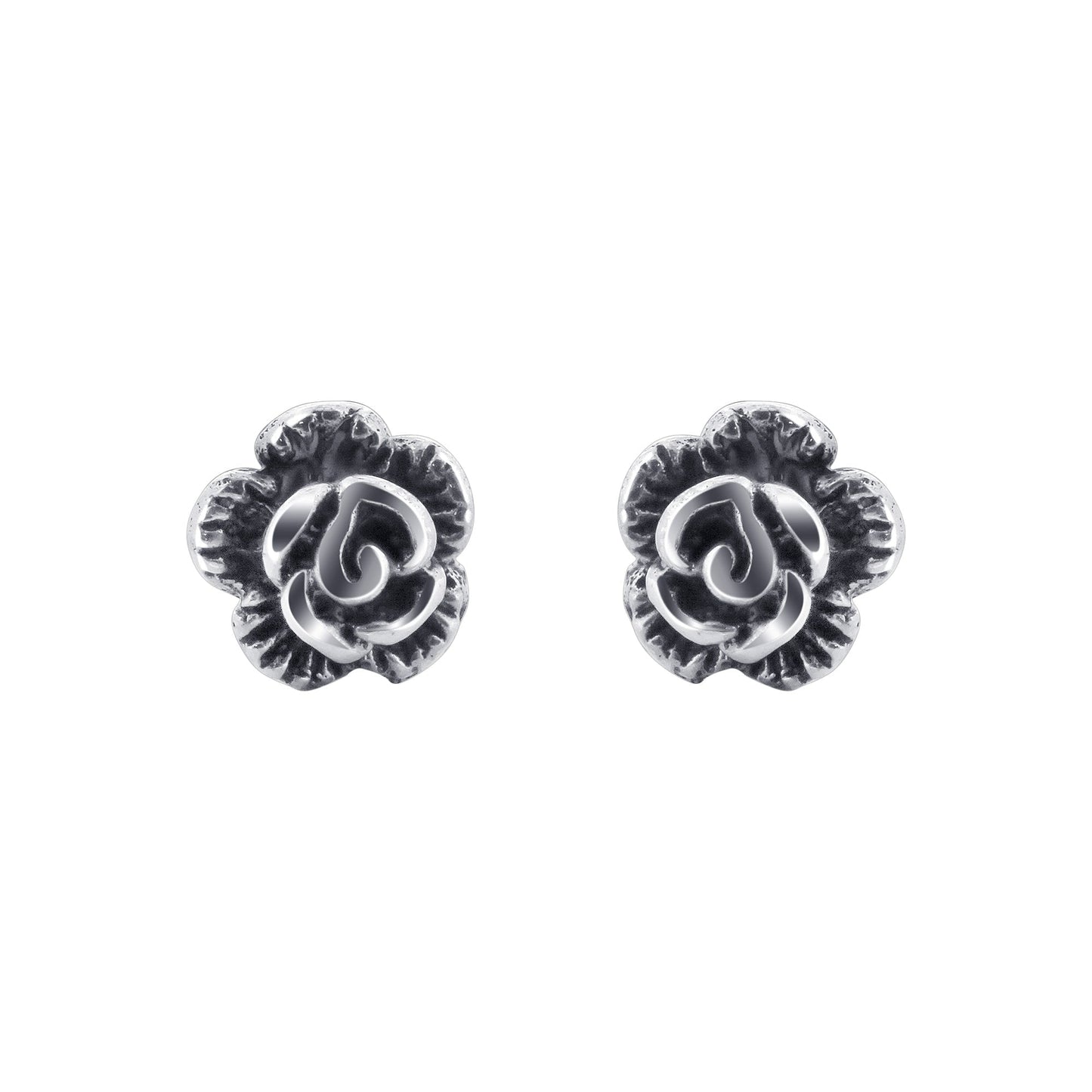 925 Sterling Silver Rose Polished Finish Post Back Stud Earrings - Gem Avenue
