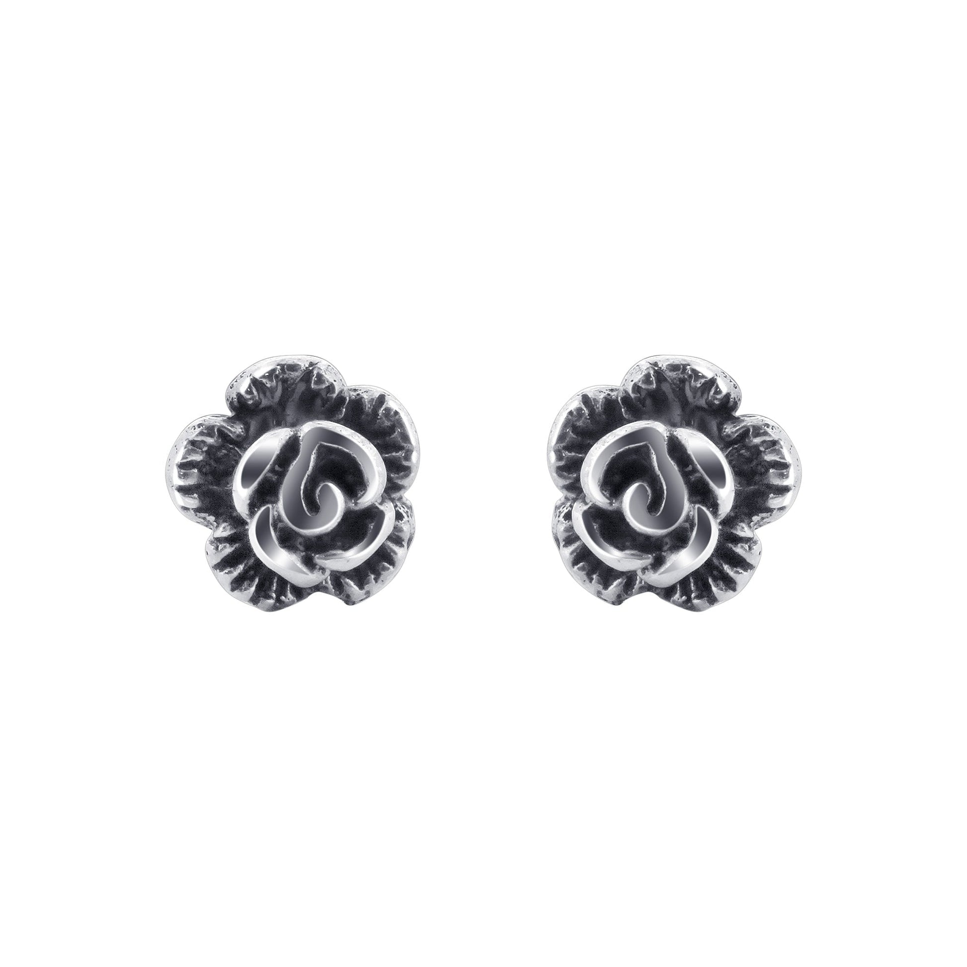 925 Sterling Silver Rose Polished Finish Post Back Stud Earrings - Gem Avenue