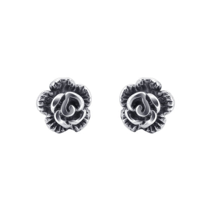925 Sterling Silver Rose Polished Finish Post Back Stud Earrings - Gem Avenue