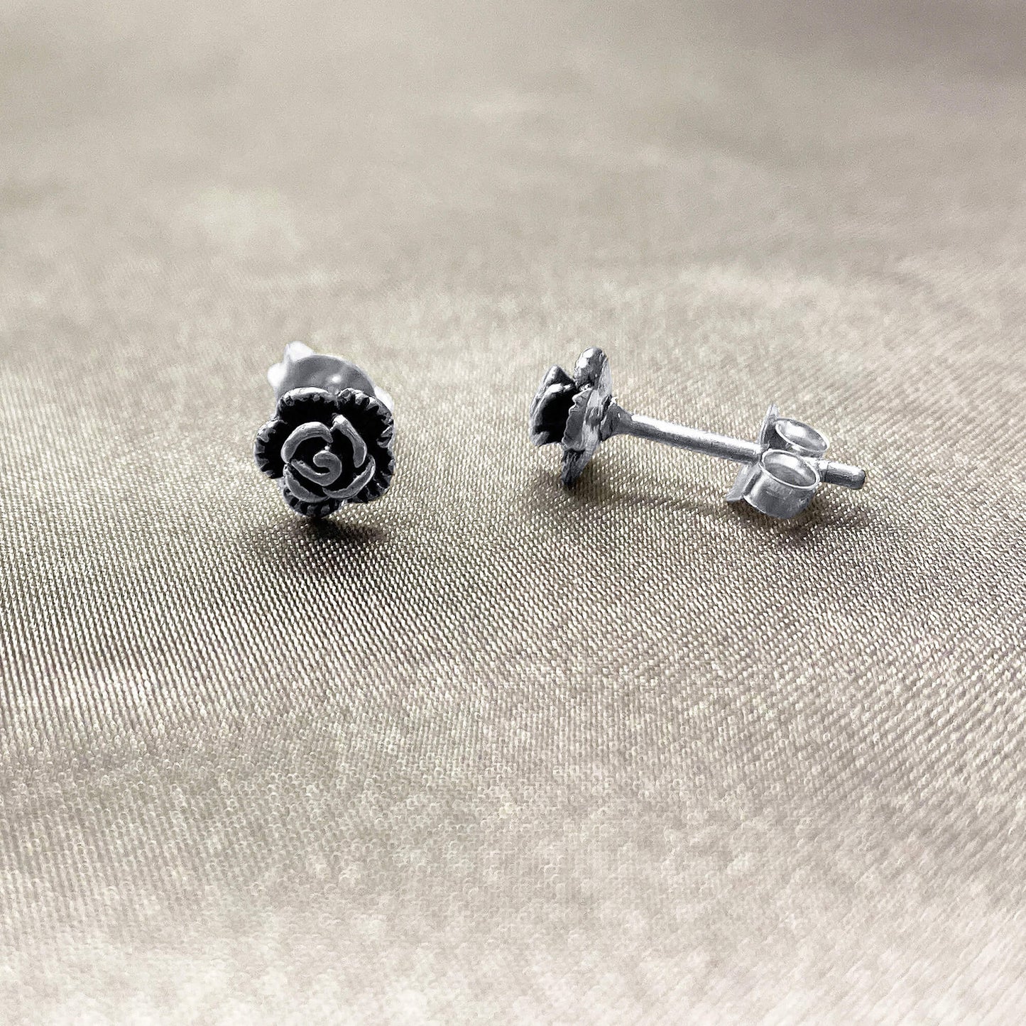 925 Sterling Silver Rose Polished Finish Post Back Stud Earrings - Gem Avenue