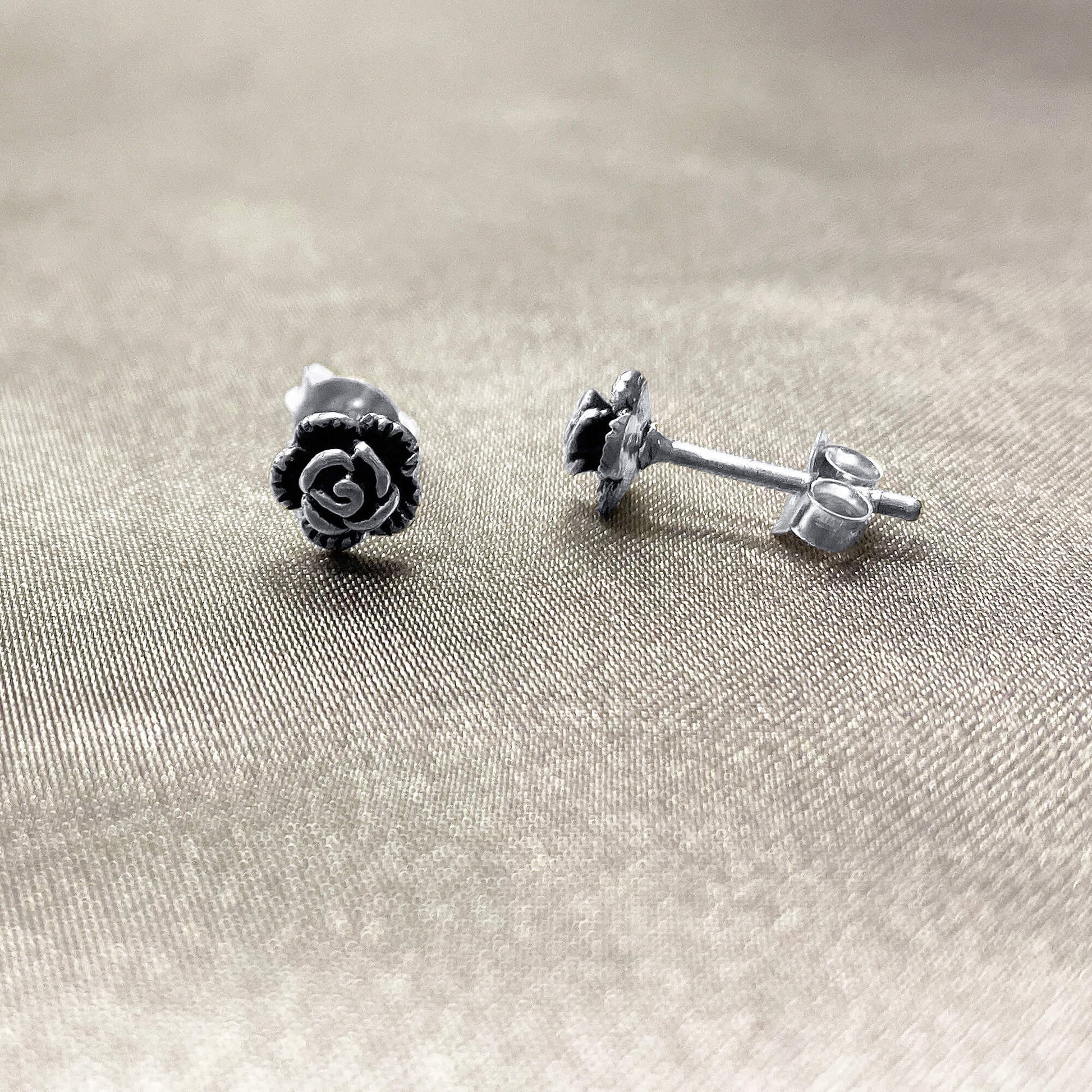 925 Sterling Silver Rose Polished Finish Post Back Stud Earrings - Gem Avenue