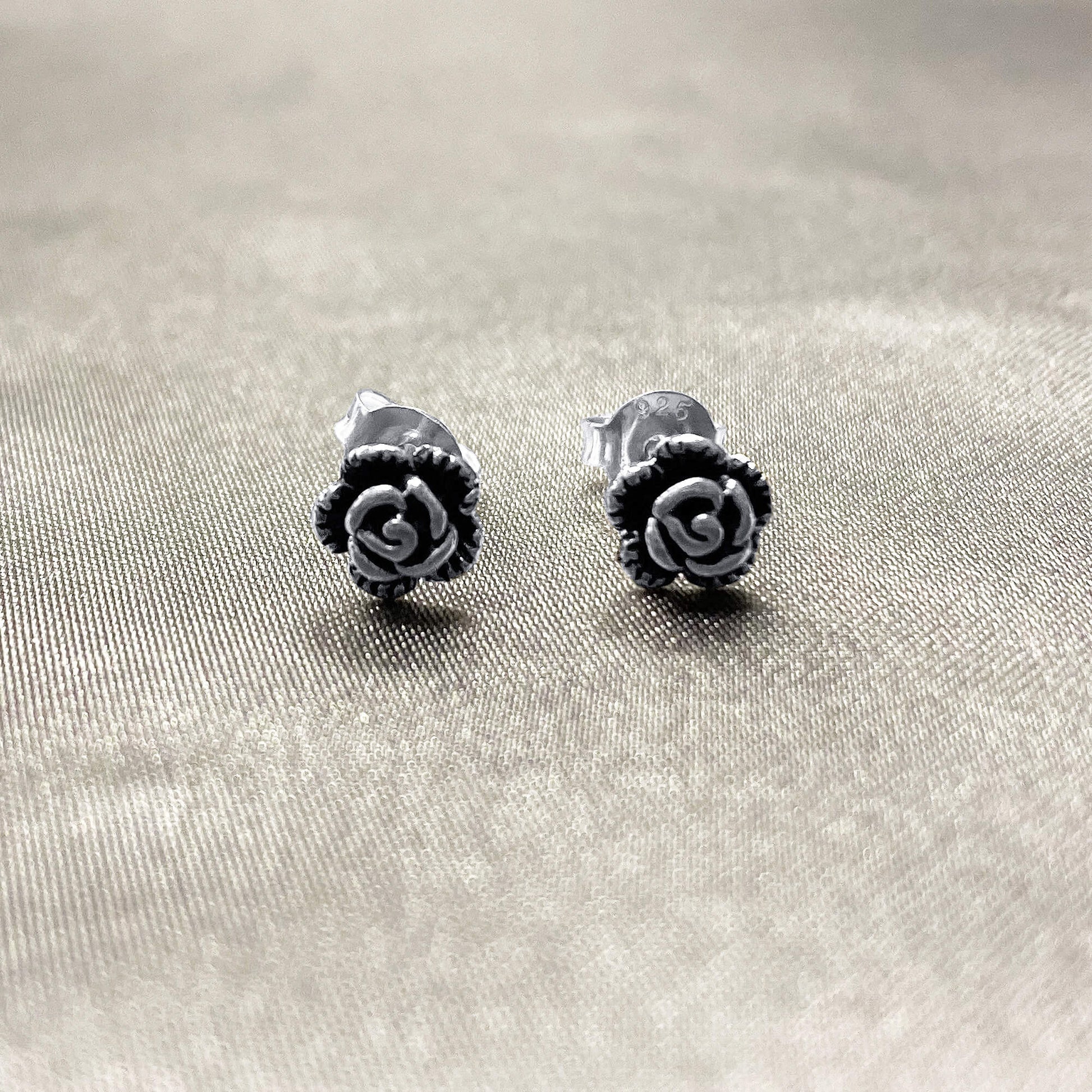 925 Sterling Silver Rose Polished Finish Post Back Stud Earrings - Gem Avenue