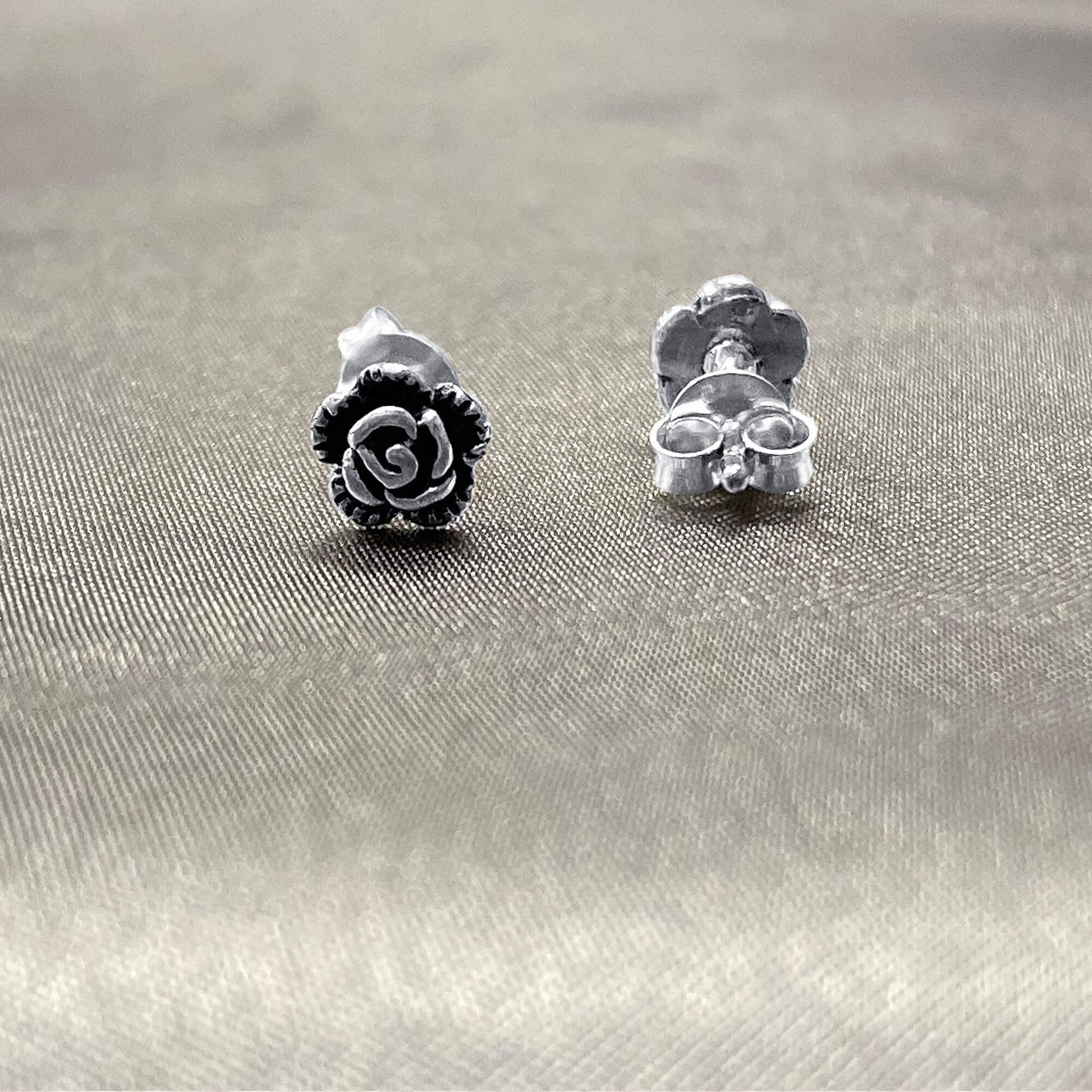 925 Sterling Silver Rose Polished Finish Post Back Stud Earrings - Gem Avenue
