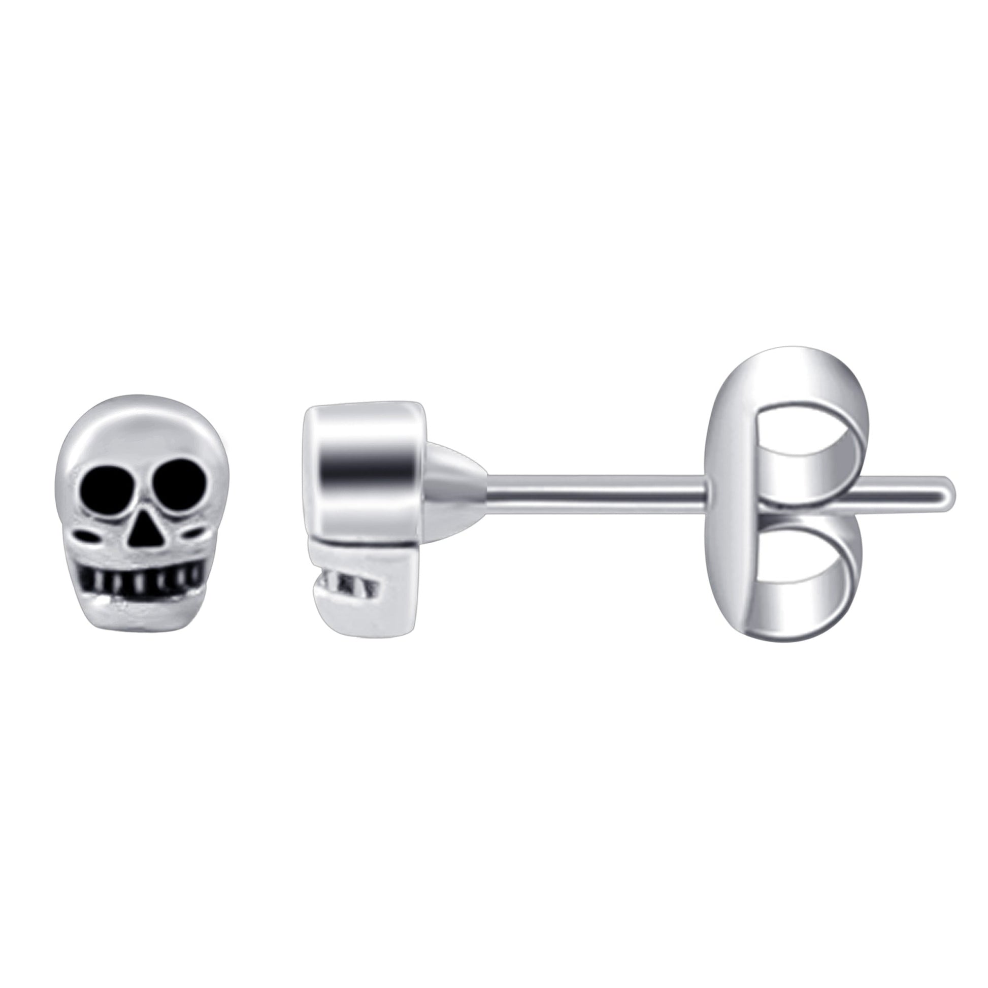 925 Sterling Silver Skull Post Back Stud Earrings - Gem Avenue