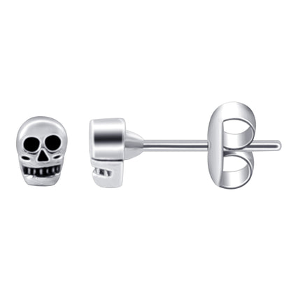 925 Sterling Silver Skull Post Back Stud Earrings - Gem Avenue