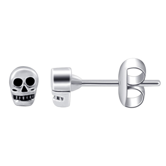 925 Sterling Silver Skull Post Back Stud Earrings - Gem Avenue