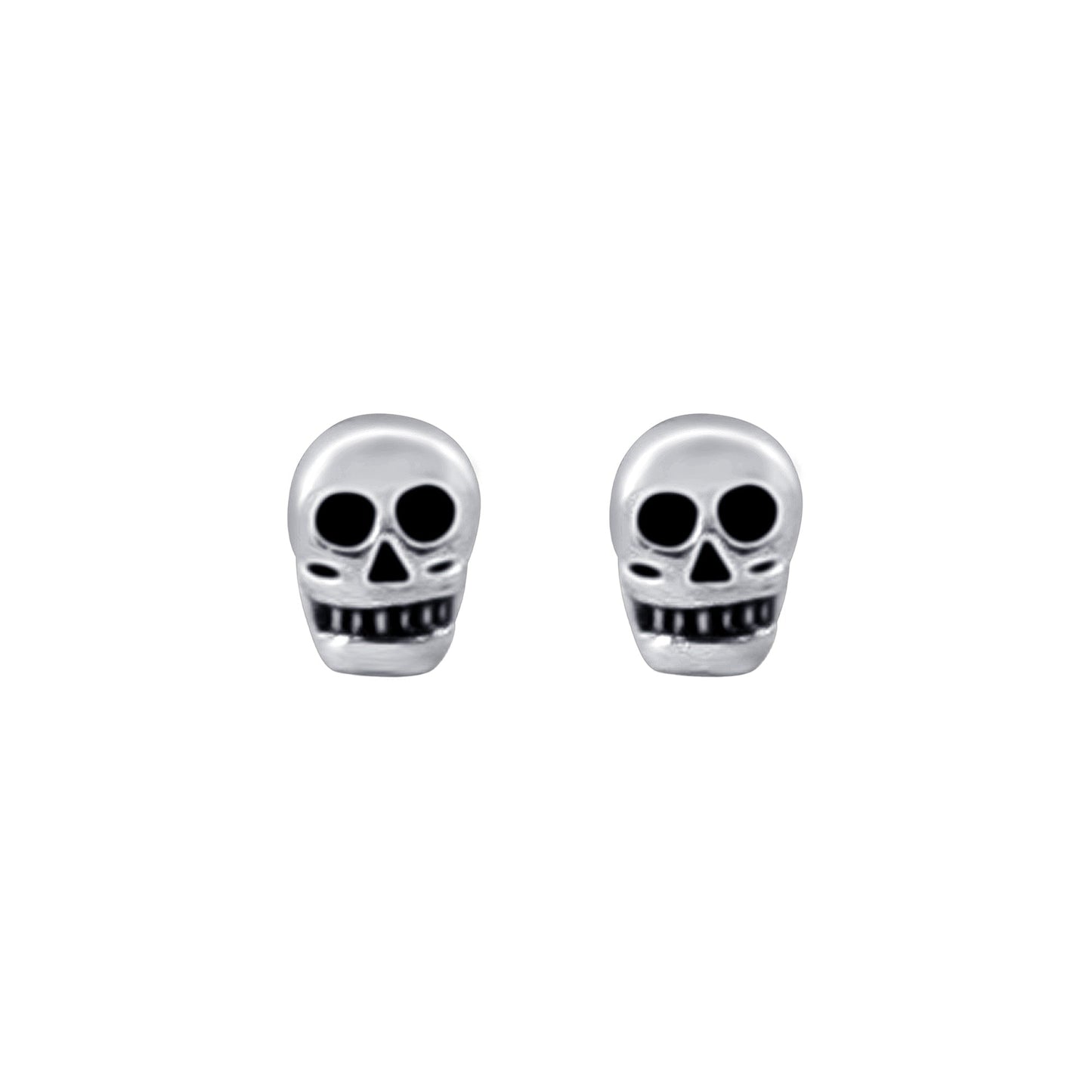 925 Sterling Silver Skull Post Back Stud Earrings - Gem Avenue