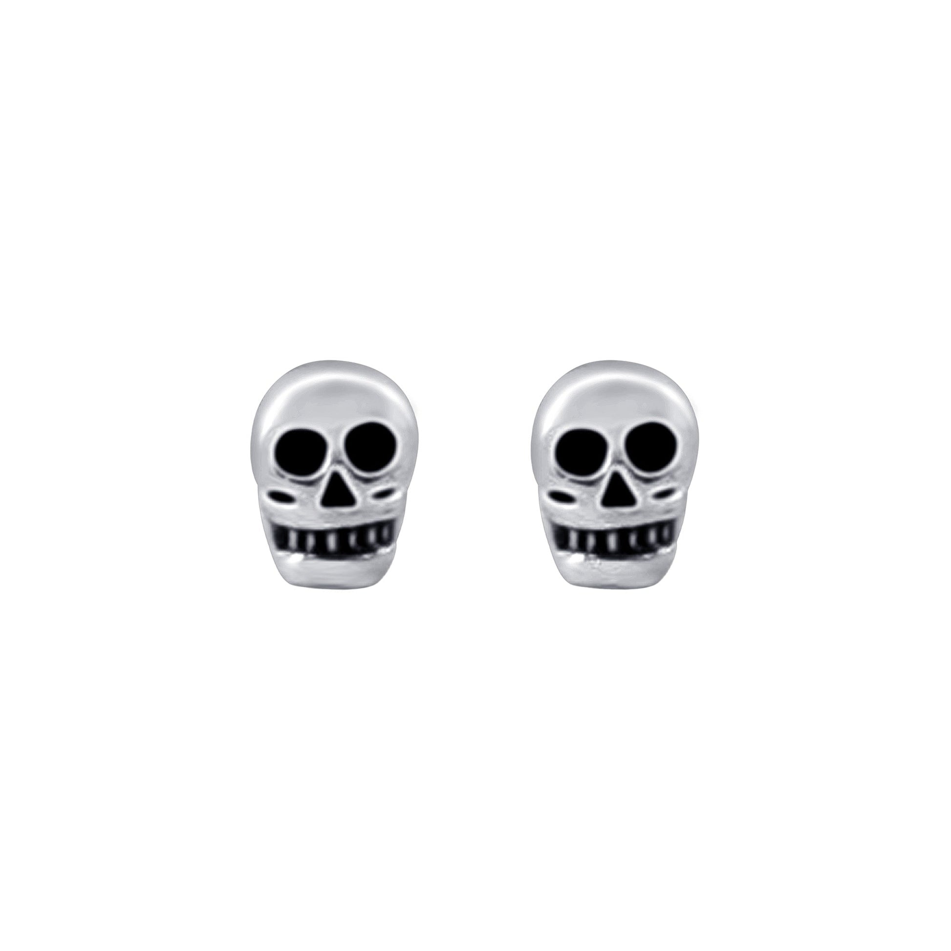 925 Sterling Silver Skull Post Back Stud Earrings - Gem Avenue