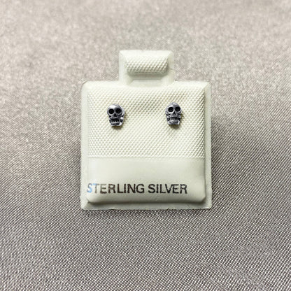 925 Sterling Silver Skull Post Back Stud Earrings - Gem Avenue