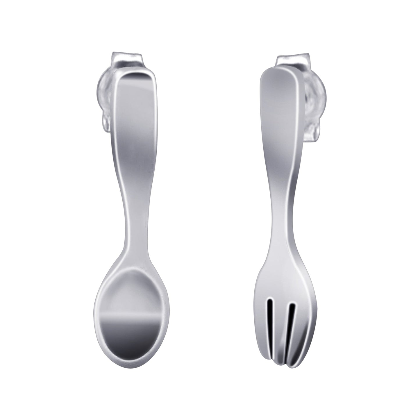 Sterling Silver Plain Spoon and Fork Post Back Stud Earrings Gem Avenue Wholesalesilver