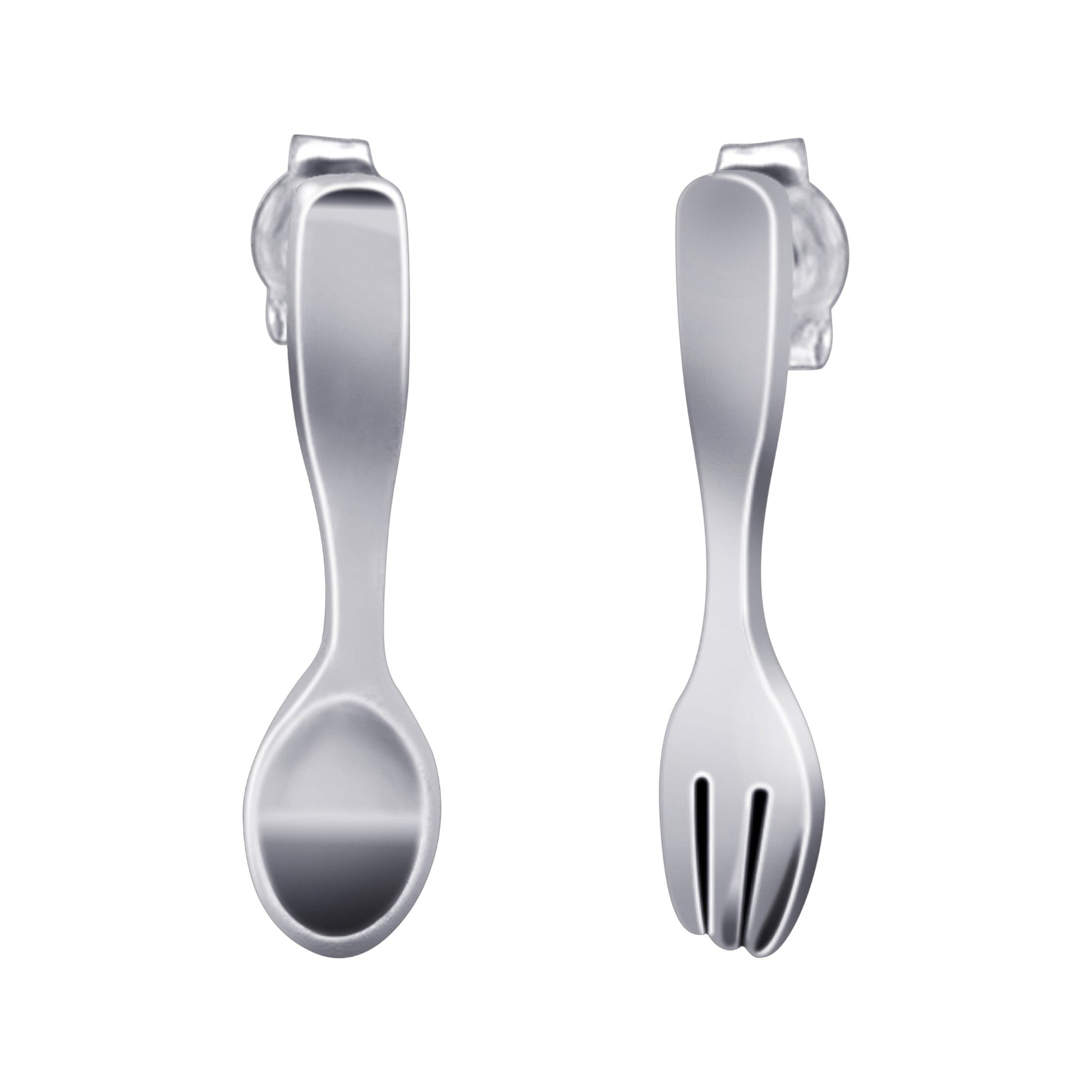Sterling Silver Plain Spoon and Fork Post Back Stud Earrings Gem Avenue Wholesalesilver
