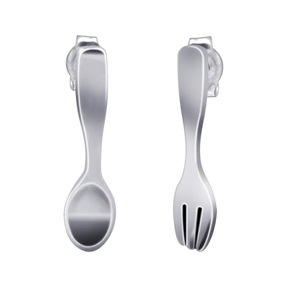 Sterling Silver Plain Spoon and Fork Post Back Stud Earrings Gem Avenue Wholesalesilver