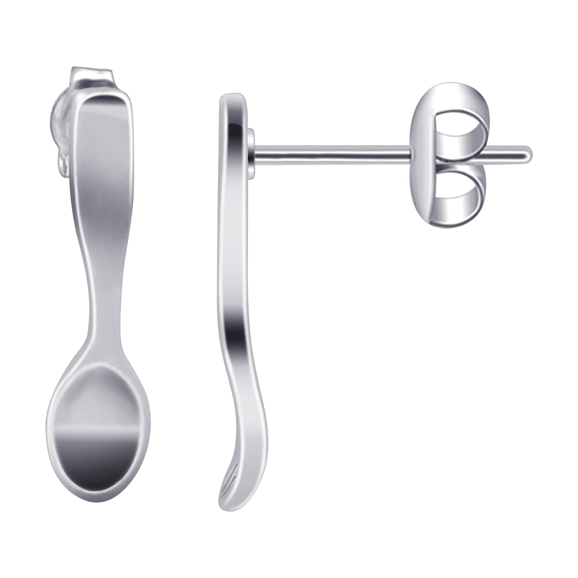 Sterling Silver Plain Spoon and Fork Post Back Stud Earrings Gem Avenue Wholesalesilver