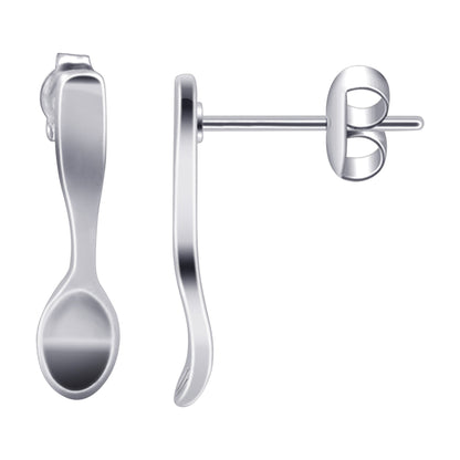 Sterling Silver Plain Spoon and Fork Post Back Stud Earrings Gem Avenue Wholesalesilver