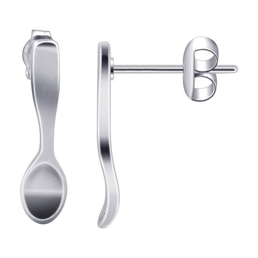 Sterling Silver Plain Spoon and Fork Post Back Stud Earrings Gem Avenue Wholesalesilver