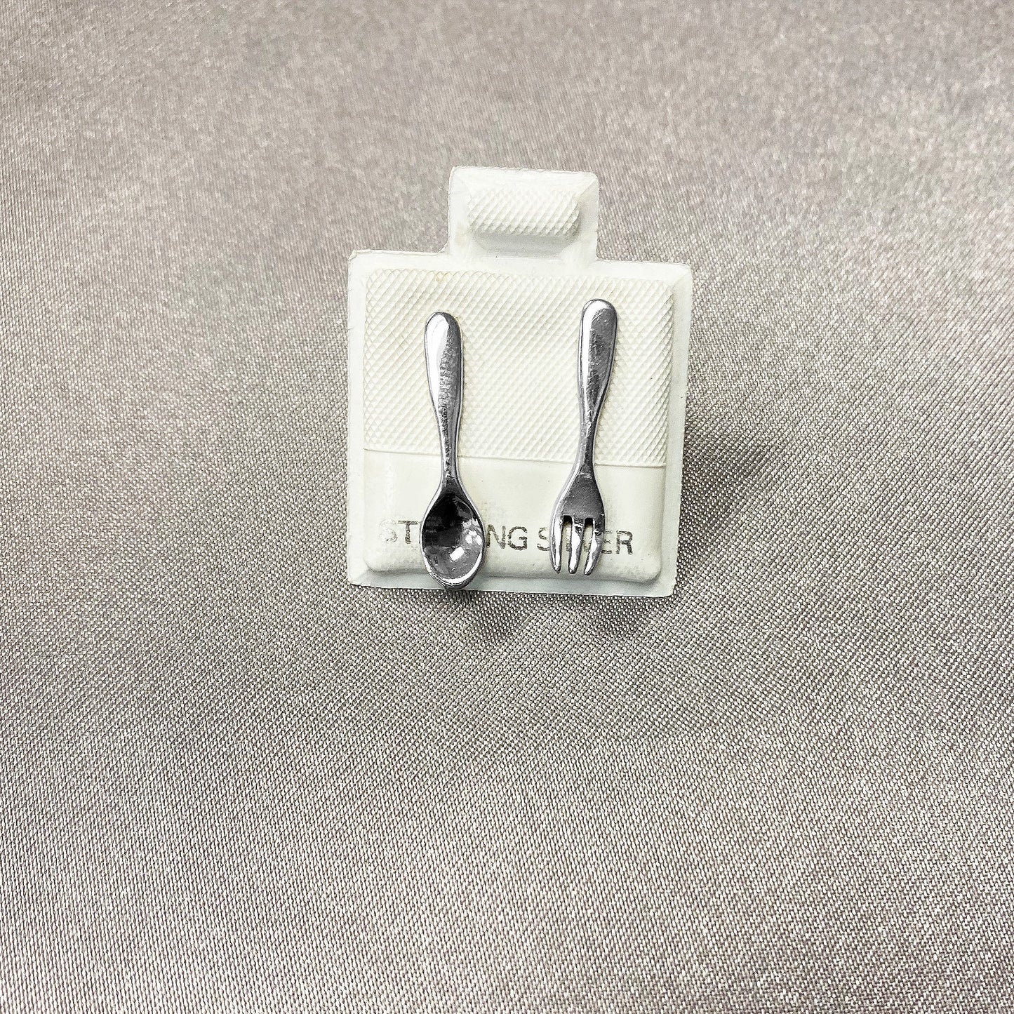 Sterling Silver Plain Spoon and Fork Post Back Stud Earrings Gem Avenue Wholesalesilver