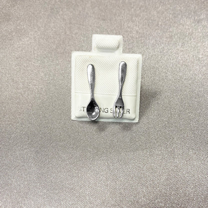 Sterling Silver Plain Spoon and Fork Post Back Stud Earrings Gem Avenue Wholesalesilver