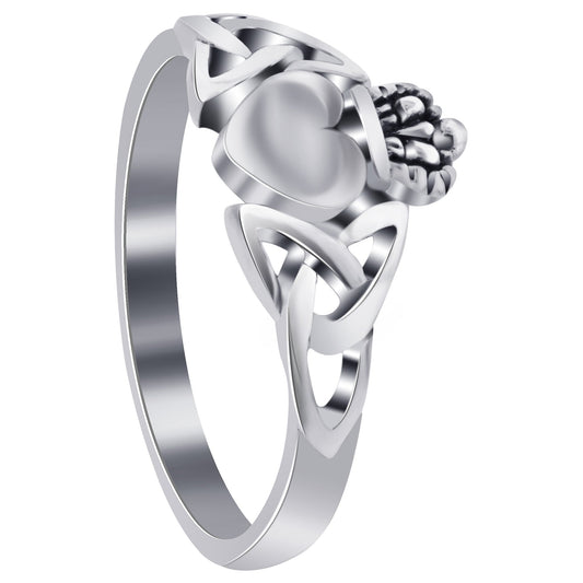 925 Sterling Silver Celtic Knot and Love Heart Irish Claddagh Ring - Gem Avenue