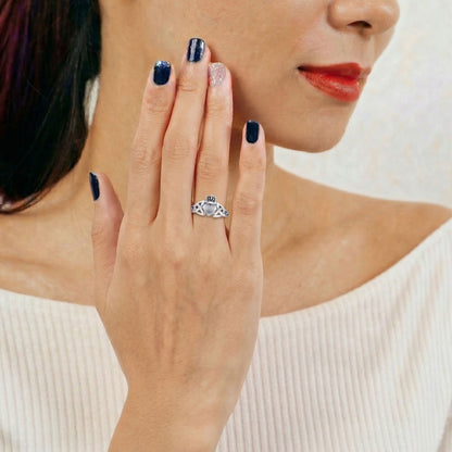 925 Sterling Silver Irish Claddagh Ring with Celtic Knot and Love Heart Design