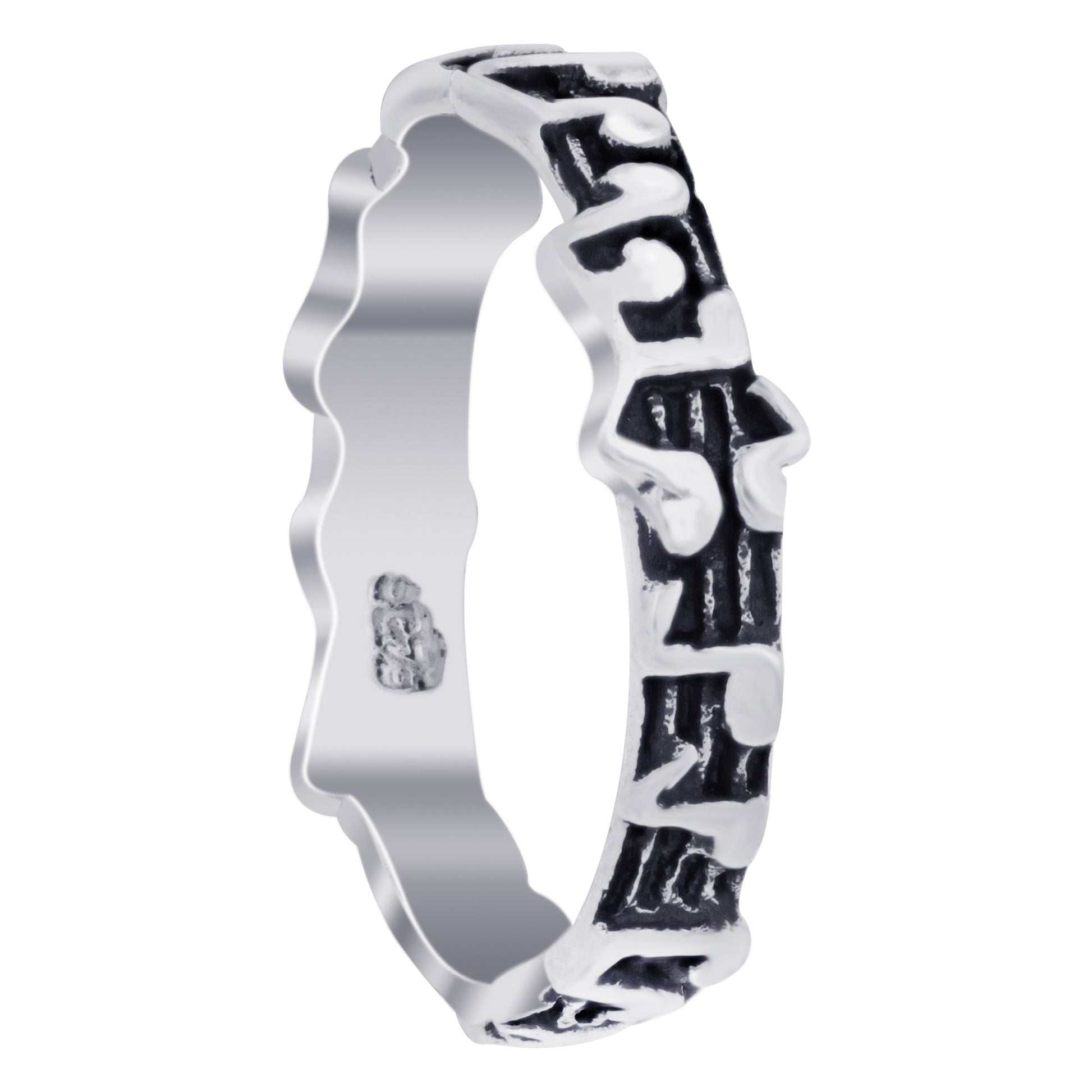 925 Sterling Silver Musical Notes Band Ring - Gem Avenue