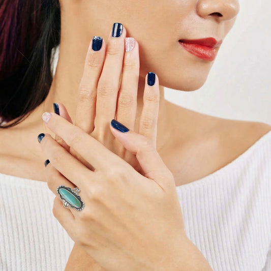 .925 Sterling Silver Oval Simulated Turquoise Gemstone Ring Handmade Elegant Jewelry for Women, Perfect for Everyday Wear, Gifts, and Special Occasions