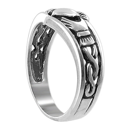Friendship & Love Heart Crowned Claddagh 925 Sterling Silver Ring - Gem Avenue