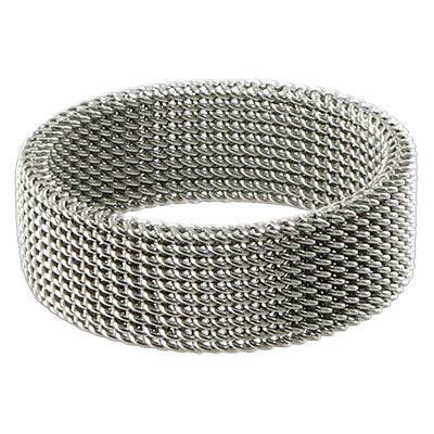 Stainless Steel Woven Mesh Band Ring - Gem Avenue