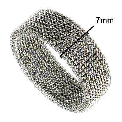 Stainless Steel Woven Mesh Band Ring - Gem Avenue