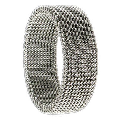 Stainless Steel Woven Mesh Band Ring - Gem Avenue