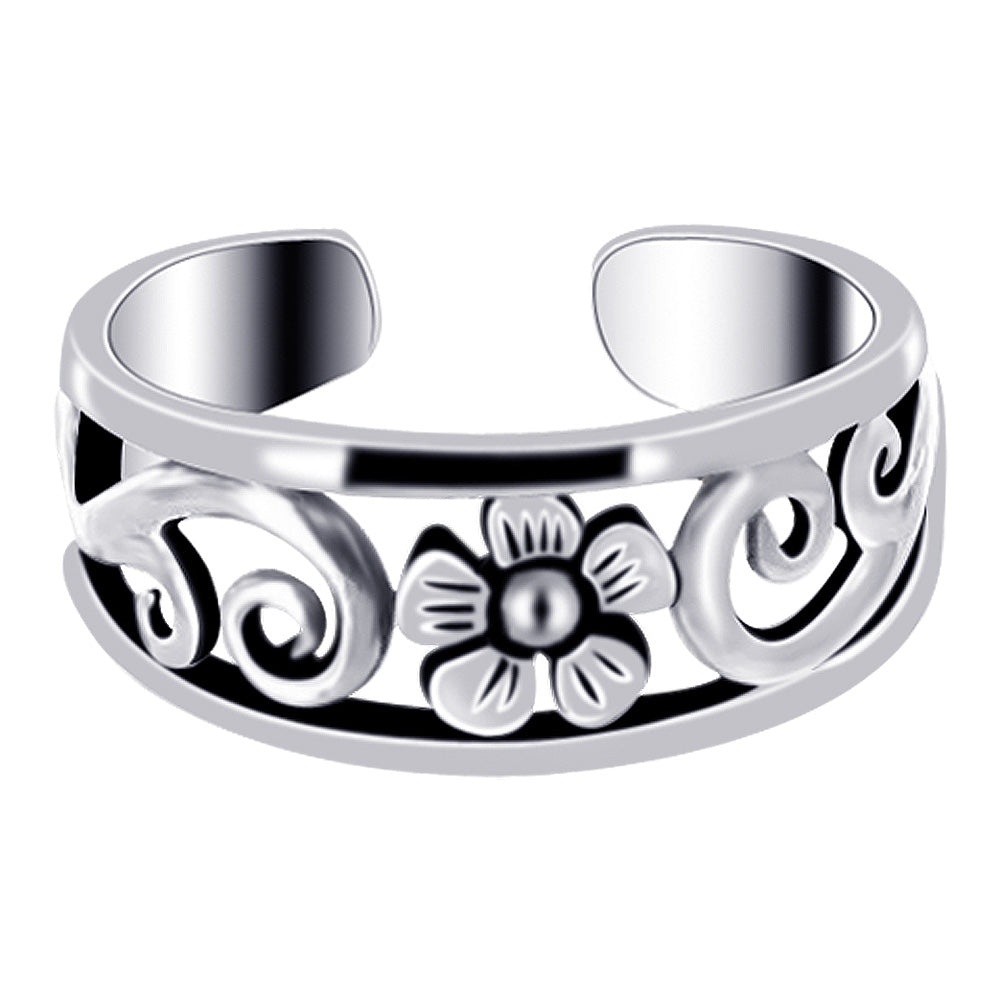 925 Sterling Silver Flower Toe Ring - Gem Avenue