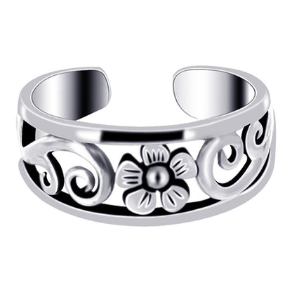 925 Sterling Silver Flower Toe Ring - Gem Avenue