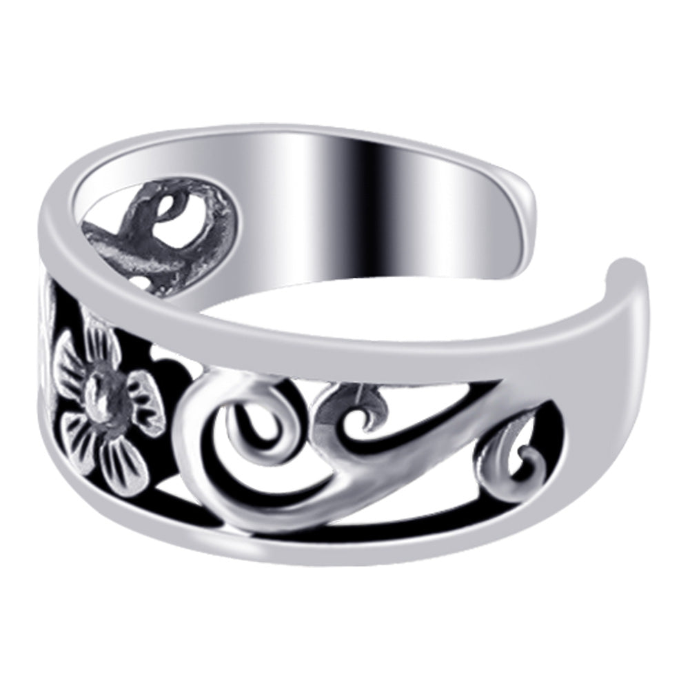 925 Sterling Silver Flower Toe Ring - Gem Avenue