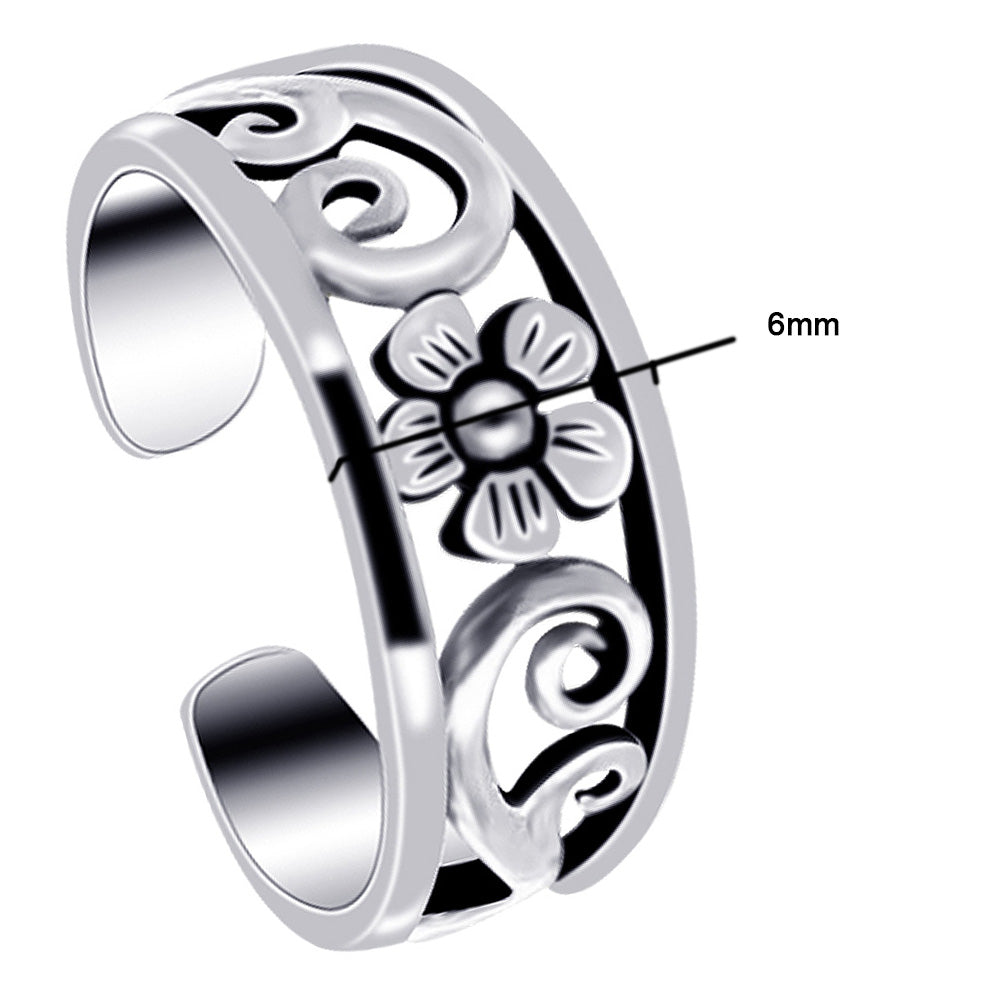 925 Sterling Silver Flower Toe Ring - Gem Avenue