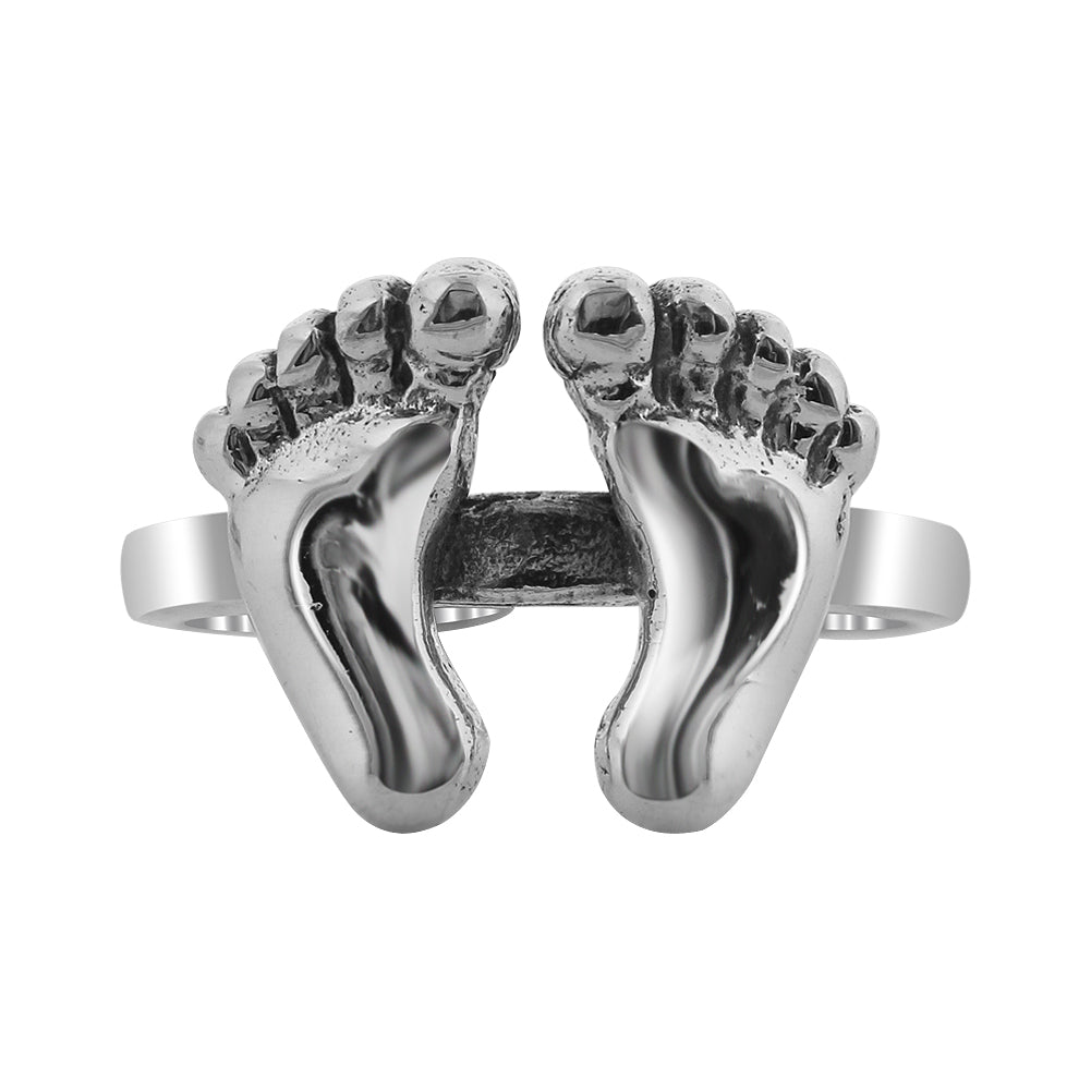 925 Sterling Silver Two Feet Toe Ring - Gem Avenue