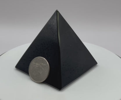 Natural Black Obsidian Hand-Carved Pyramid Crystal Gemstone for Healing & Home Decor -RSH300