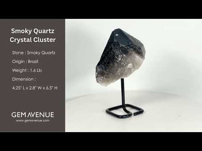 Natural Smoky Quartz Crystal Cluster on Stand from Brazil for Healing, Meditation & Home Decor - RCR470